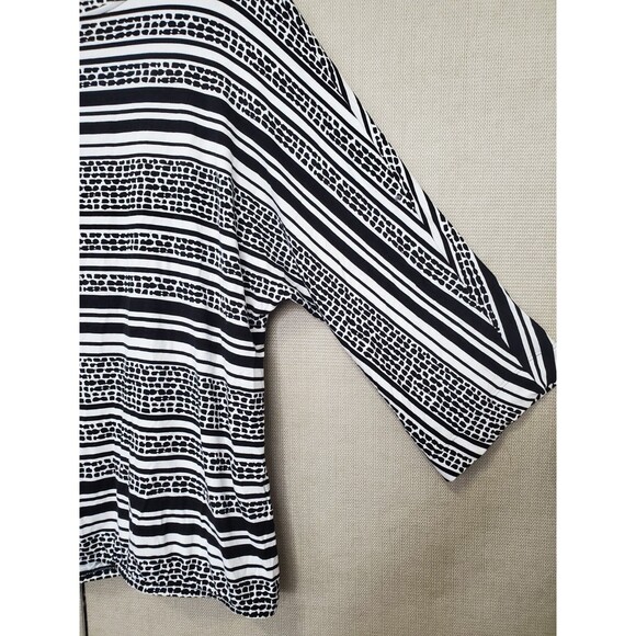 Chico's Mod Lines Dolman Sleeve Elastic Hem Blouson Top Size 2 Large - Picture 2 of 7